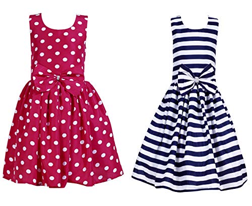 Image of Casual Frock for Baby Girls,Blue Printed and Olive Printed,Pack of 2