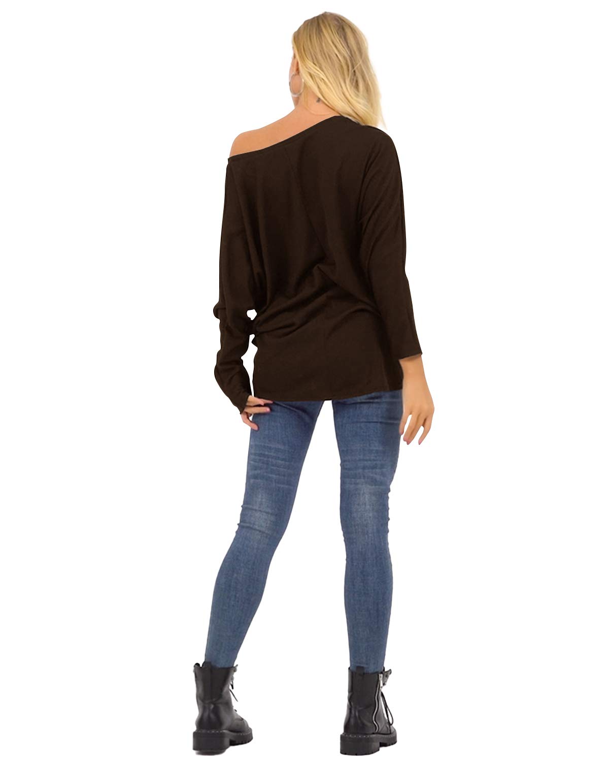 ZANZEA Mujer Jersey Manga de Murciélago Irregular Tallas Grandes Casual Tops Sexy Suéter Suelta Camiseta Manga Larga