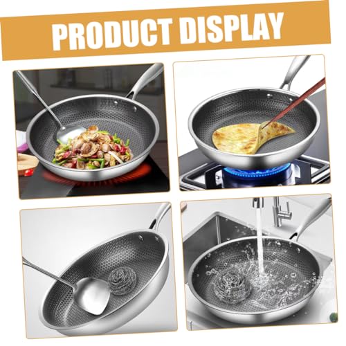 Wok de acero inoxidable con diseño de panal y mango ergonómico miniatura 3
