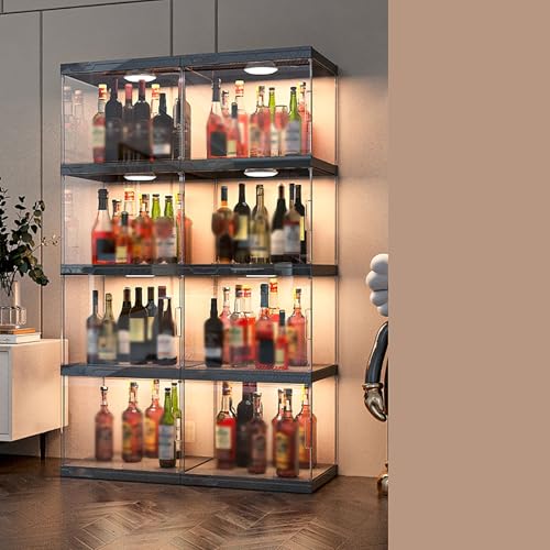 Moderno armadietto per vino scaffale LED armadietto per liquori trasparente espositore per vino scaffale multifunzionale armadio di stoccaggio grande capacità per casa bar sala da pranzo cucina