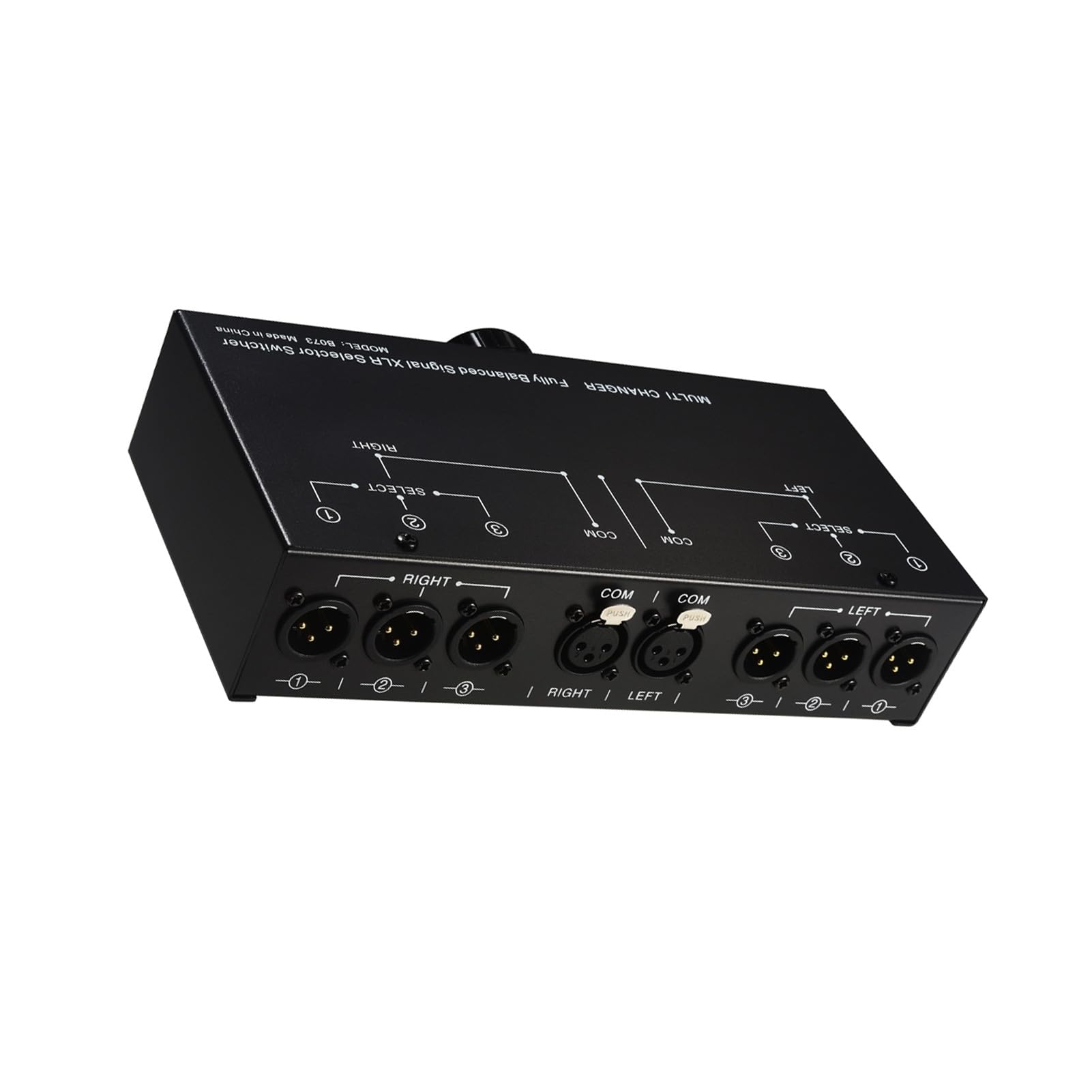 Selettore di Linea XLR Lossless a 3 per Suono Bilanciato, Interruttore di Segnale Passivo in Metallo Nero, per Appassionati di Musica 9,1 X 4,41 X 2,17 Pollici