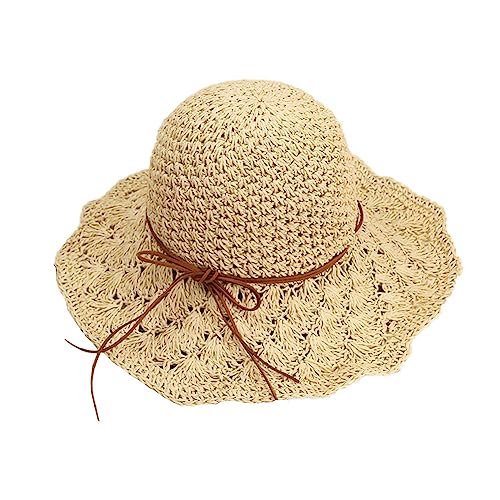 Sombrero de paja para mujer con ala ancha y protección UV