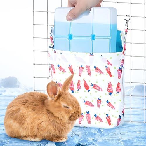 Hamiledyi Rabbit Cooling Pouch with Ice Pack - No Condensation Pad for Bunny Cage Accessories, Washable Cooling Mat for Small Animals (Ferret, Guinea Pig, Chinchilla)