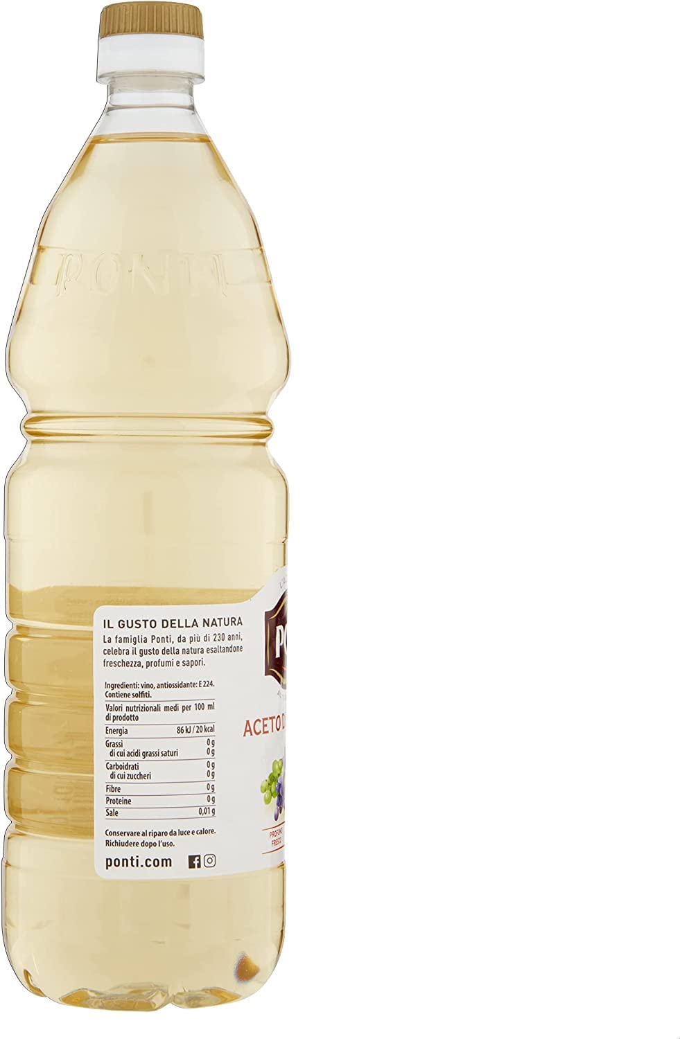 12 botellas de 1 l de vinagre de vino blanco, vinagre blanco de calidad delicada con 6% de ácido como condimento para ensalada, verduras, carne y pescado excelente + Polpa Gourmet italiano, 400 g