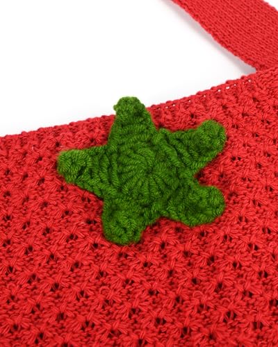 Bolso de playa de crochet rojo para mujer miniatura 4