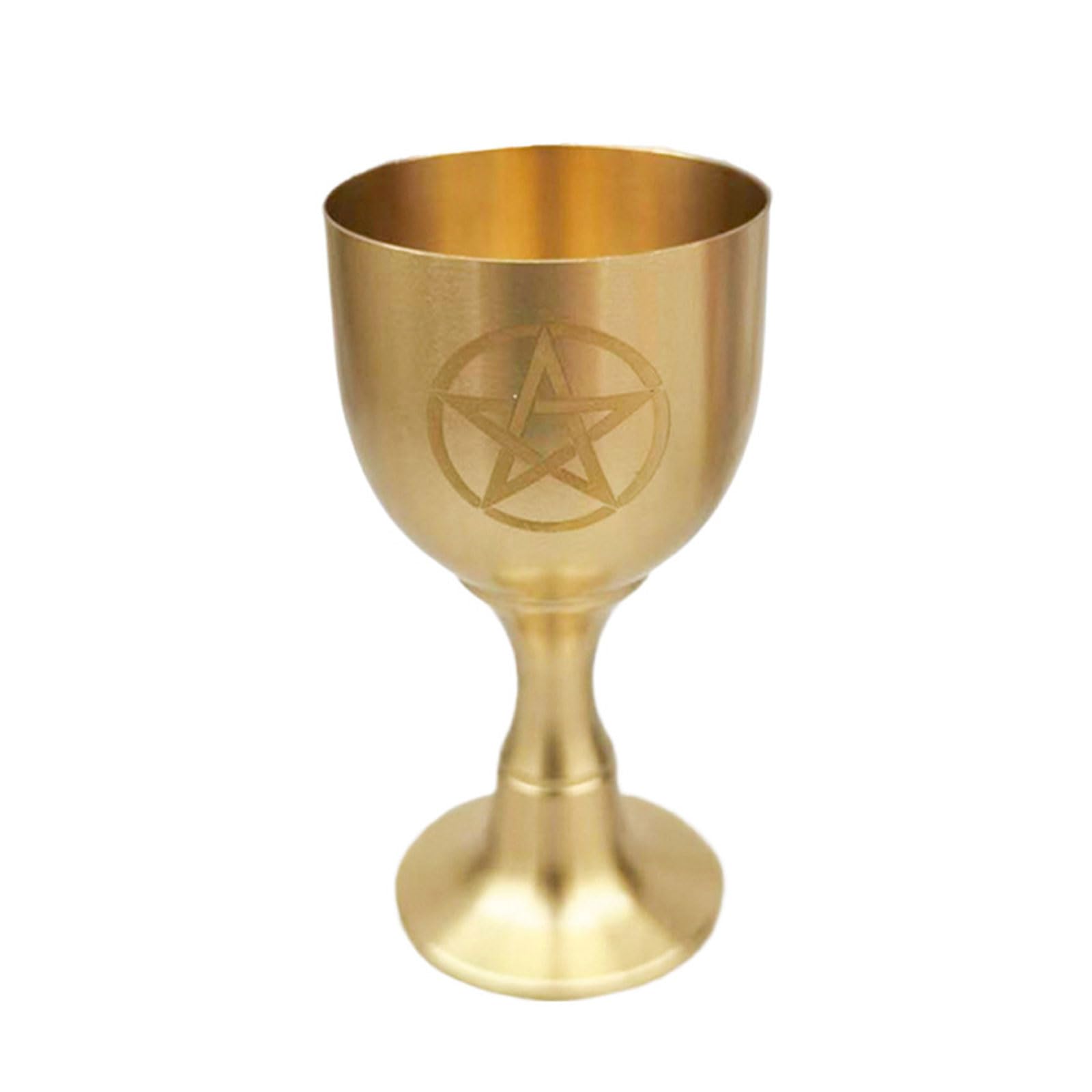 Piceioep Handcrafted Brasses Goblet with Moons and Star Pattern Pentagrams Chalice Perfect for Ceremonies and Display Recondite Deck