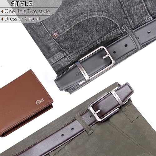Mens Reversible Dress Belt 100% Cow Leather Classic Reversible Belt Men for Work and Casual, Double Sided Belt3