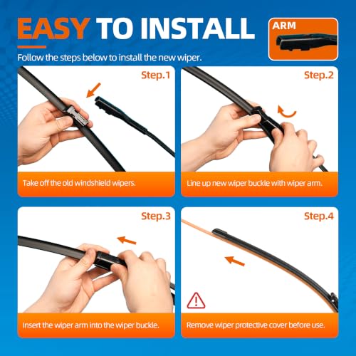 Image of 26 inch19 inch (Top Lock) Windshield Wiper Blades Automotive Replacement for TESLA Model 3 2025 2024 2023-2017 Model Y 2025 2024 2023-2020 OEM Quality Premium 2 Pack