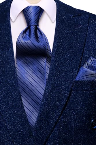 Image of Dubulle Mens Paisley Striped Tie Woven Necktie for Men and Handkerchief Cufflinks Set Wedding Formal Business
