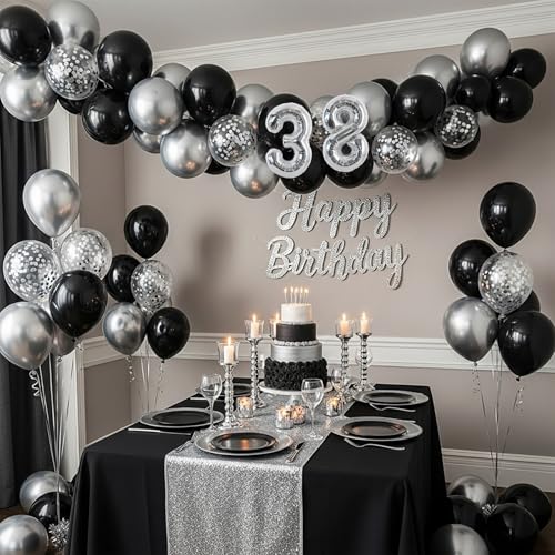 Image of TONIFUL 20 Pcs Number Balloon 2 Set 16 Inch Silver 0-9 Numbers Balloons