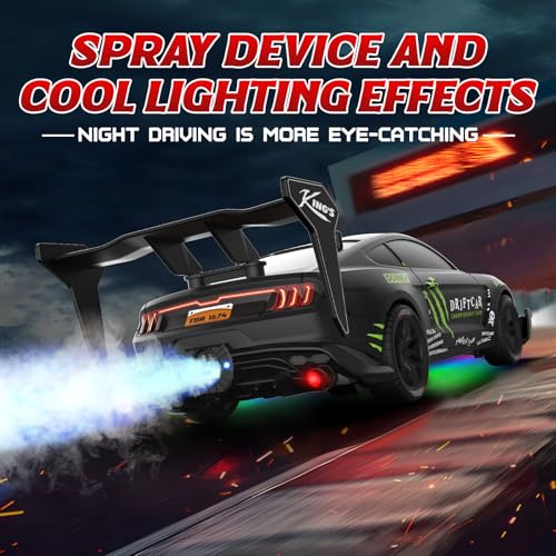 Image of Remote Control RC Drift Car 1:16 Scale 4WD RC Car with LED Lights 2.4GHz 30km /h RTR High Speed Racing Sport Toy for Adults Boys Girls Kids Gift 2Pcs Rechargeable Battery