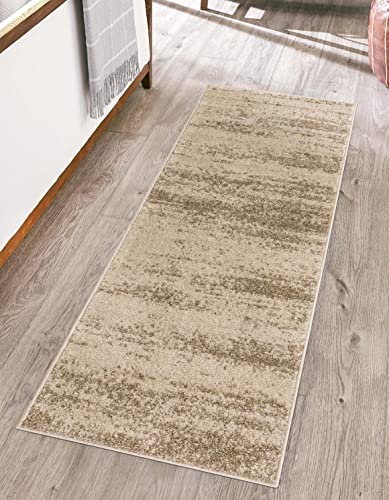 Rugs.com Angelica Collection Rug – 8 Ft Runner Bone Beige Medium Rug Perfect for Hallways, Entryways