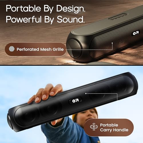 Image of GOBOULT Bassbox X20 Bluetooth Speaker 20 Watt BoomX Audio, Up to 6 Hrs Playtime, Type-C Charging, AUX /TF Card /USB & BTv 5.4, Bluetooth Sound Bar Portable (Pure Black)