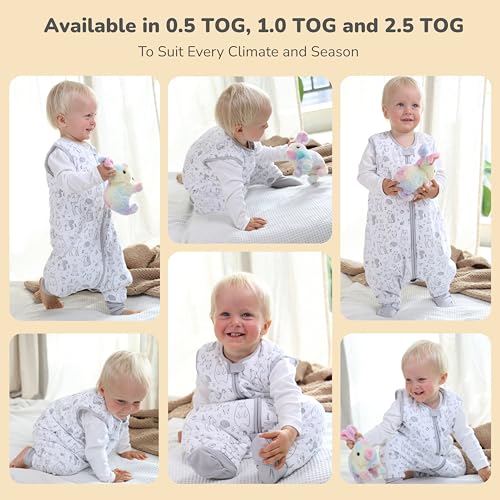 Image of Mama Cheetah Toddler Sleep Sack with Feet 2T, 0.5 TOG Organic Cotton Baby Wearable Blankets with Legs, Baby Sleeping Bag for Walkers, Early Walker Medium