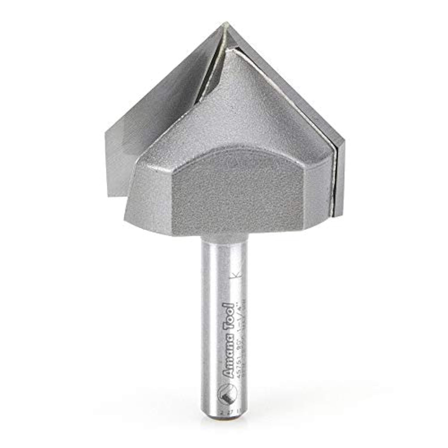 Amana Tool - 45751 Carbide Tipped V-Groove 90 Deg x 1-1/4 Dia x 15/16 x 1/4" Shank — image 1