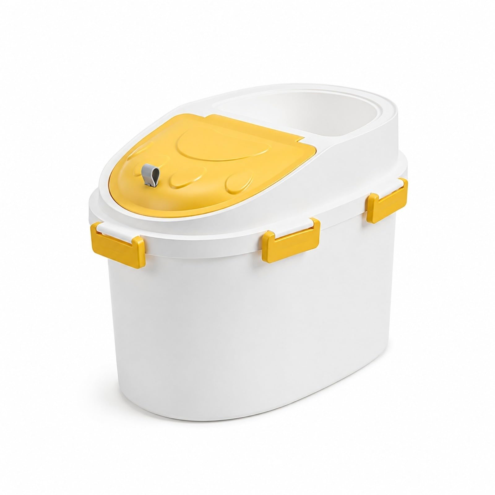 Luftdichter Tierfutterbehälter mit Schaufel, Hundefutter Katzenfutter Box, Feuchtigkeitsfeste Futtertonne mit Rollen, Große Trockenfutter Aufbewahrung(Yellow,Small)