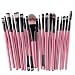 KOLIGHT 20 Pcs Pro Makeup Set Powder Foundation Eyeshadow Eyeliner Lip Cosmetic Brushes (Black+Pink)