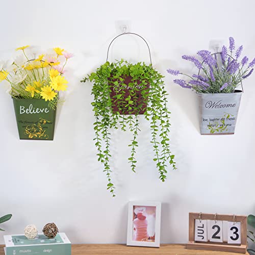 Gdyooshow 3Pcs 7.4" Tall Galvanized Metal Hanging Planter Rustic Wall Flower Bucket Echelon Wall Pot For Garden Balcony Indoor Or Outdoor #TOP1