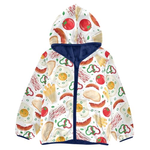 Food Icons Girls Fleece Jacket Girls Fall Jacket Girls Zip Up Hoodie Girls Sherpa Jacket 2-10T
