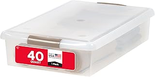 IRIS USA 40 Qt Plastic Under Bed Storage Nestable Organizer Bin Containe...
