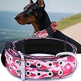 Hundehalsband für große Hunde, 5,1 cm breit, taktisches Halsband mit Griff für extra große Rassen, Militär, strapazierfähig, 0,6 cm Dickes Nylon, Camouflage-Rosa, Größe L
