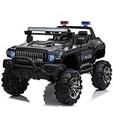 Aosom 12V Kids Electric 2-Seater Ride On Police Car SUV Truck Toy with Parental Remote Control, Black