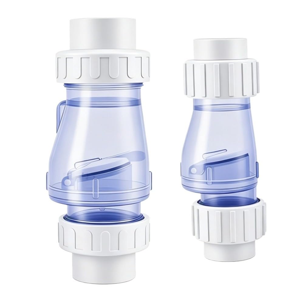 Válvula de retención de PVC transparente antirretorno, para piscina estable esencial y estanque de peces para sistemas de agua, 925 o 1102 pulgadas