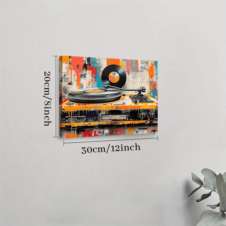 CAOXTART Poster musicale graffiti, semplice immagine di registratore, stampa di musicassetta retrò classica, decorazione per soggiorno, camera da letto (50x70 cm/cornice interna)