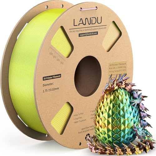 Image of LANDU Silk Tri-Color PLA Filament 1.75mm 1Kg, Triple Color Silk PLA Filament, Silk Rainbow PLA Filament, Neatly Wound 3D Printer Filament, 3 in 1 Multi Color Filament + /-0.02mm, Silk Yellow Pink Blue