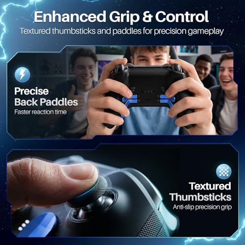 Image of TNP for Elite Controller Paddles Compatible with Xbox Elite Series 1, 2 & Core Controller - 5 in 1 Accessories Replacement Metal Stainless Steel Paddles Trigger & D-Pad Parts, Blue