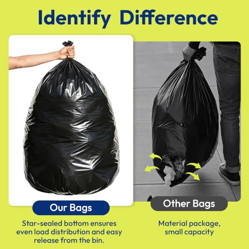 Image of Heavy Duty Trash Bags 33 Gallon 30 Count, 1.0 Mil, Strong Black Garbage Bags, Leakproof Star Seal for Construction, Yard, Demolition Debris