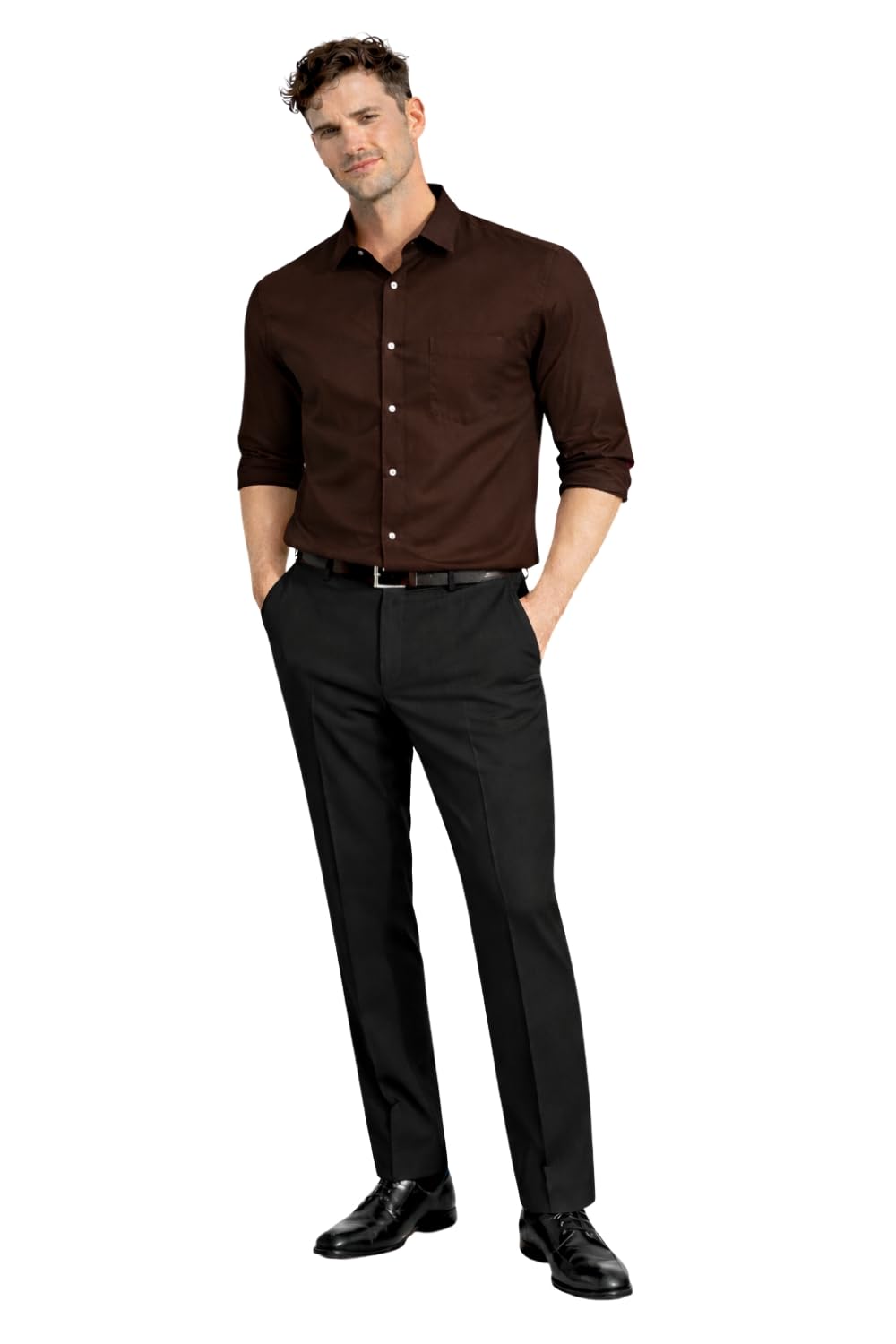 Men's Regular Fit Classic & Modern Styling Work Ready Textured Formal Trouser