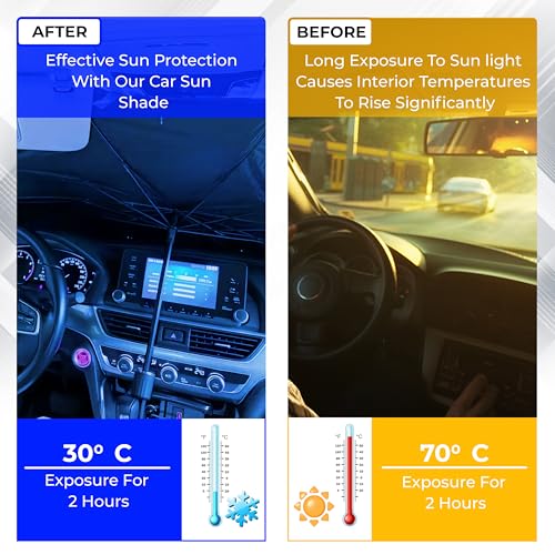 Image of Amazon Basics Car Sun Shield - Large (Pack of 1) Effective Sun Protection & Heat Insulation | Foldable Design for Most Vehicles | Silver