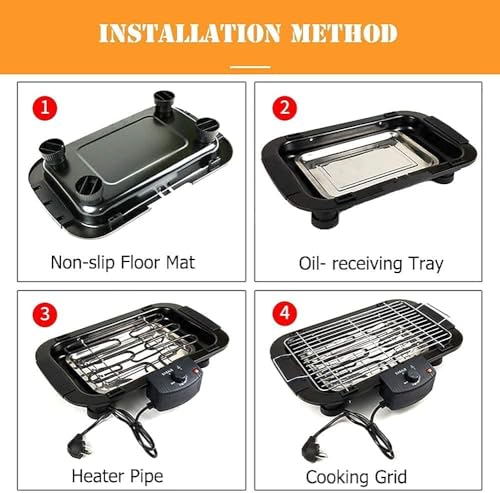 Image of Portable Temperature Control Electric Barbecue Grill Smoke Free Griller, Frying, Tandoori Maker Tray for Home Hotel Restaurant Indoor Outdoor