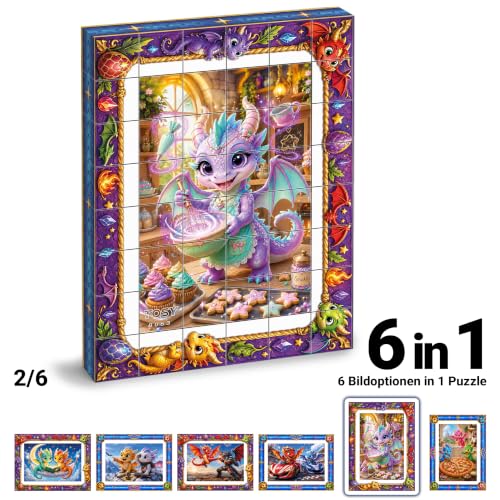 TOSY Picture Cube Dragon Tales: 6-in-1 magnetisches Bilderpuzzle, 48 Blöcke, 288 Puzzleflächen, 1,6 cm, B063, Nahtlose UV-Kunst… – Ansicht 7