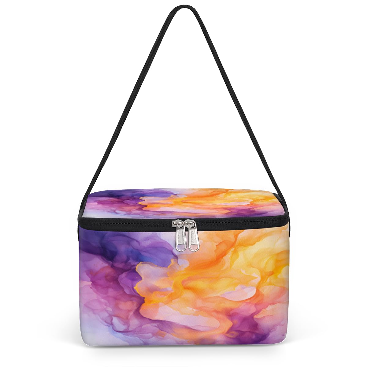 GzLeyigou Colored Smoke Lunch Bags for Women Men 9 Cans, Hot & Cold Food Delivery Bag Insulated Grocery Bag Insulated Lunch Box Abstract Smoke Waves Cooler Bag for Office Work Picnic Beach
