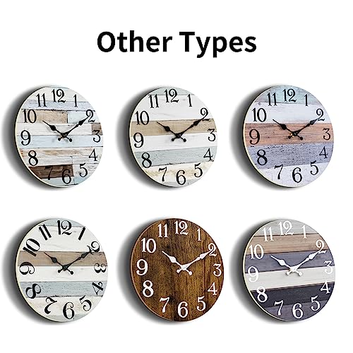 Image of KECYET Wall Clocks - 10 Inch Country Retro Rustic Style Wall Clock Battery Operated - Wooden Silent Clocks for Kitchen Bathroom Living Room Bedroom Office