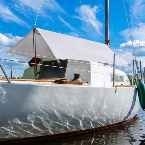 Image of SATINIOR Sailboat Awning 96.06 inch x 100 inch 600d Gray Heavy Duty Sun Shade