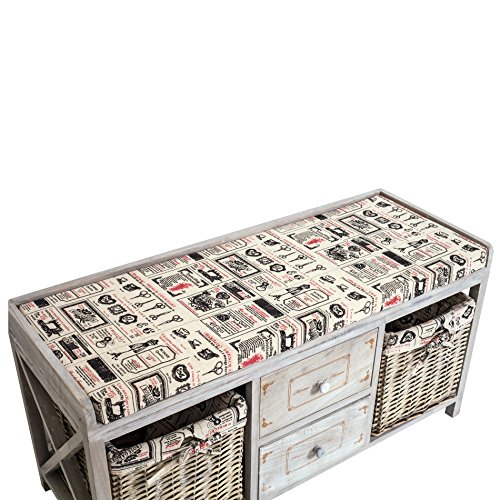 Rebecca SRL Panca Seduta 2 Cassetti 2 Ceste Vimini...