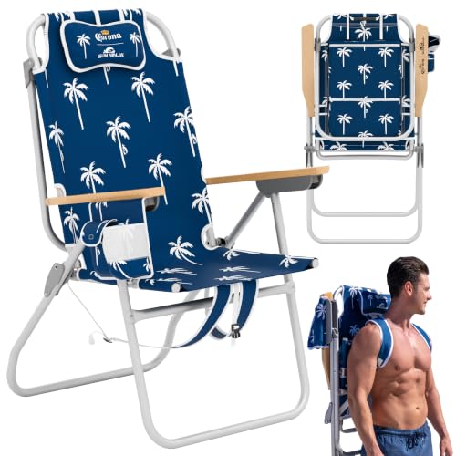 Image of SUN NINJA Folding Beach Chair for Adults with 17 inch seat Height - 1pc