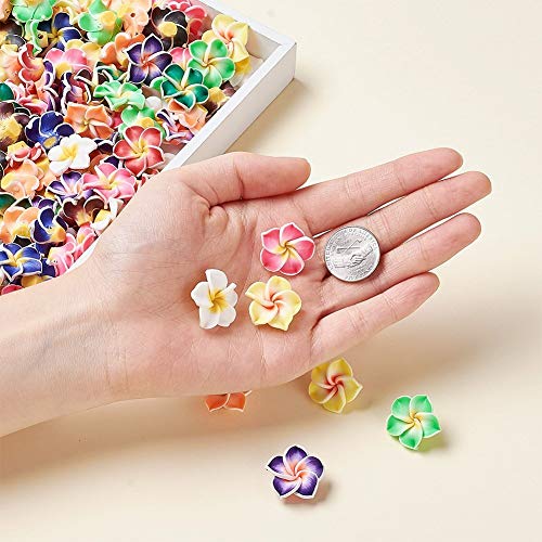 Kissitty 200-Piece Random Mixed Color Handmade Polymer Clay 3D Plumeria Flower Spacer Loose Beads 20X10Mm With Holes 2Mm For Diy Jewelry Craft Making #TOP4