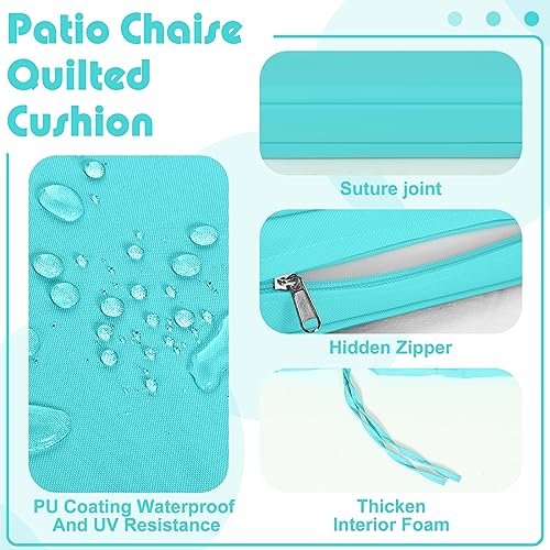 Ganeen Outdoor Chaise Lounge Chair Cushion Cover Waterproof (Not Includes Cushion) Chair Replacement Slip Covers Chaise Lounge Slipcover with Zipper Ties for Patio Pool(72 x 21 x 3 Inch,Lake Blue) by Ganeen - Image 3