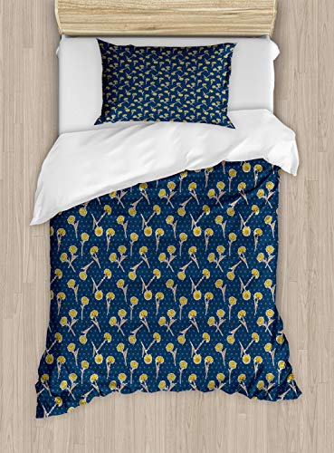 Ambesonne Navy Blue Duvet Cover Set, Hand Drawn Abstract Spring