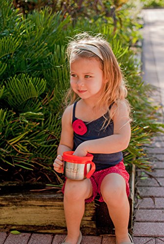 Ecovessel Gobble N Go Kid's Stainless Steel Snack Cup With Mess-Free Silicone Top - 16 Ounces - Pink Butterflies #TOP4