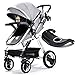 cynebaby Infant Toddler Baby Stroller Carriage Compact Pram Strollers add Tray (Black)