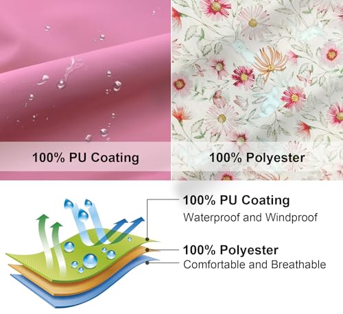 Image of maoo garden Girls Rain Jackets Kids Waterproof Raincoat Lightweight Floral Lining Spring Windbreaker