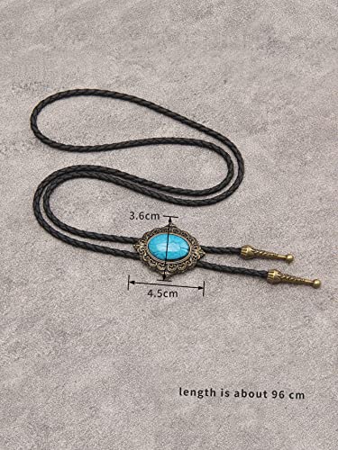 Image of GelConnie Native American Bolo Tie Rodeo Cowboy Leather Necktie Western Necklace Costume Accessories for Men,Women