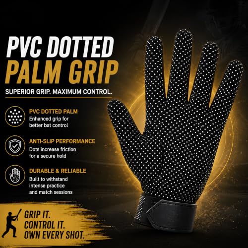 SSS selmens PVC Dotted Cricket Batting Gloves for Alpha Gold Black - Image 3