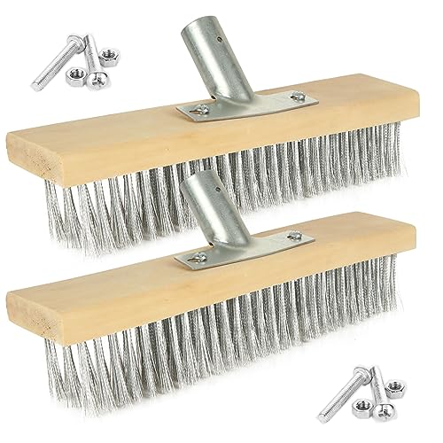 SENENQU Lot de 2 têtes de balai en acier rigide de 30,5 cm, brosse à récurer robuste pour terrasse, pavé, allée, algues, mauvaises herbes, mousse
