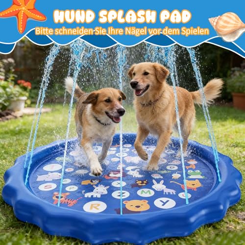 WGXIA 170cm Splash Pad Wassermatte Baby Kinder Outdoor Plantschbecken - Wassersprinkler Wassermatte Wasserspielmatte (Blue-170cm)